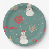 Snowman & Christmas Icons Pattern- Playful Holiday ペーパープレート (正面)