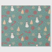 Snowman & Christmas Icons Pattern- Playful Holiday ラッピングペーパー (フラット)