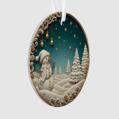 Snowman Christmas Ornament 2025 – Classic Carved オーナメント (正面)