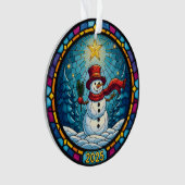 Snowman Christmas Ornament 2025 – Stained Glass オーナメント (正面)