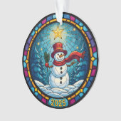 Snowman Christmas Ornament 2025 – Stained Glass オーナメント (正面)