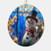 Snowman Christmas Ornament Faux Stained Glass セラミックオーナメント (左)