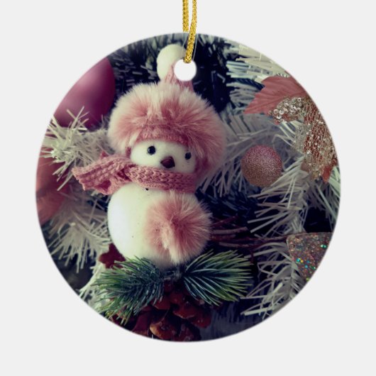 Snowman Christmas Ornament – Festive Holiday Decor セラミックオーナメント (正面)