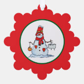 snowman christmas ornament with hearts and icicles オーナメントカード (裏面)