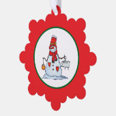 snowman christmas ornament with hearts and icicles オーナメントカード (左)