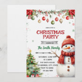  Snowman Christmas Party Invitation 招待状 (正面/裏面)
