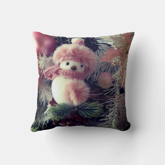 Snowman Christmas Throw Pillow クッション (裏面)