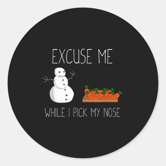 Snowman Cking Nose. Funny Christmas Pun. Boys Men ラウンドシール (正面)
