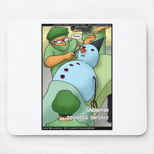 Snowman Cosmetic Surgery Funny Gifts Tees Cards マウスパッド (正面)