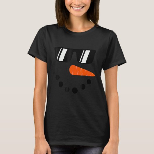 Snowman Costume Cute Snowman Face Carrot Nose Wint Tシャツ (正面)