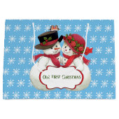 Snowman Couple, First Christmas ラージペーパーバッグ (正面)