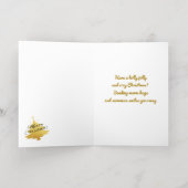 Snowman cozy handwritten script merry christmas 箔グリーティングカード (内側レイダウン)