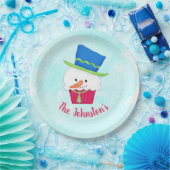 Snowman Cupcake Name Personalized Dessert Party ペーパープレート (パーティー)