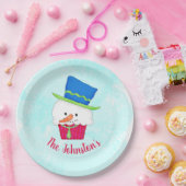 Snowman Cupcake Name Personalized Dessert Party ペーパープレート (パーティー)