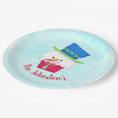 Snowman Cupcake Name Personalized Dessert Party ペーパープレート (アングル)