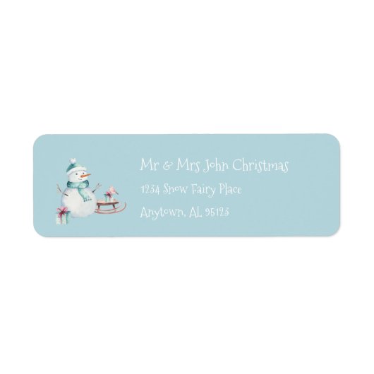 Snowman Custom Return Address Christmas Holiday ラベル (正面)