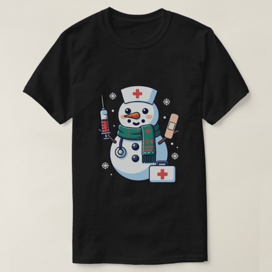 Snowman Cute Christmas Nurse Medical Holiday Tシャツ (デザイン正面)