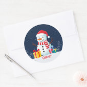 Snowman Cute Personalized Christmas Holiday ラウンドシール (封筒)