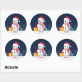 Snowman Cute Personalized Christmas Holiday ラウンドシール (シート)