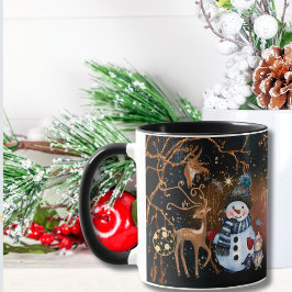 Snowman & Deer Friends Night Tale オリジナルクリスマス マグカップ
