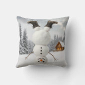 Snowman Doing a Headstand  クッション (裏面)