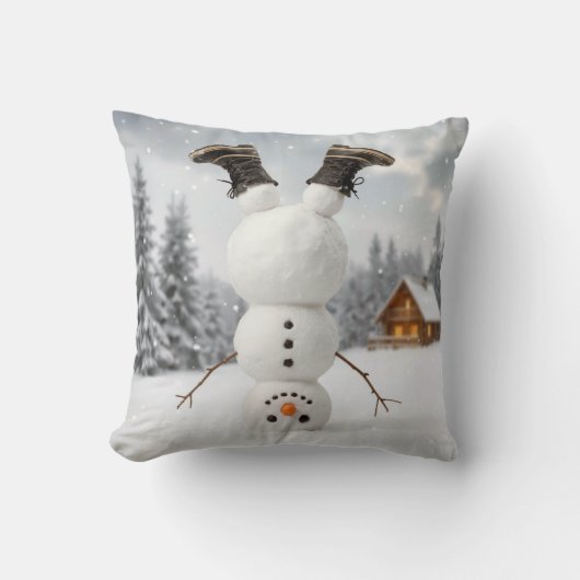 Snowman Doing a Headstand  クッション (正面)