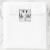 Snowman Doing a Headstand  スクエアシール (バッグ)