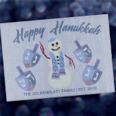 Snowman Dreidels Hanukkah Personalized Challah カッティングボード