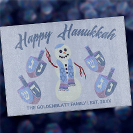 Snowman Dreidels Hanukkah Personalized Challah カッティングボード