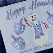 Snowman Dreidels Hanukkah Personalized Challah カッティングボード