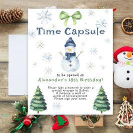 Snowman Evergreen Time Capsule 1st birthday ポスター