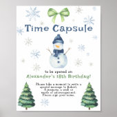 Snowman Evergreen Time Capsule 1st birthday ポスター (正面)