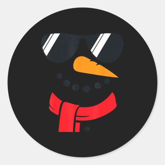 Snowman Face Family Christmas Matching Costume Men ラウンドシール (正面)