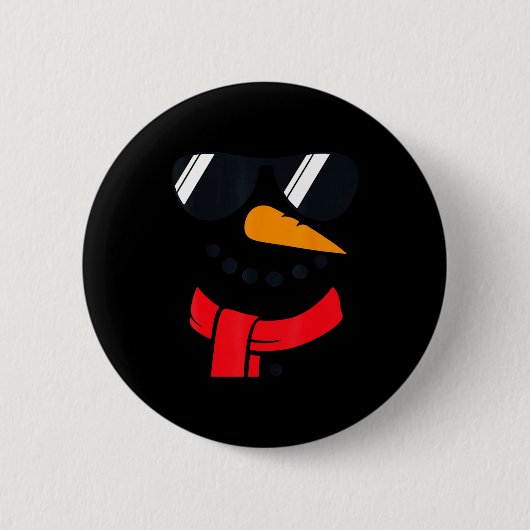 Snowman Face Family Christmas Matching Costume Men 缶バッジ (正面)