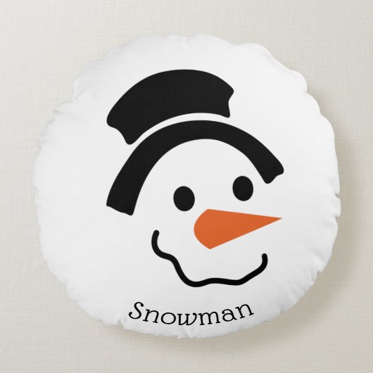 Snowman Face Hat Round Pillow ラウンドクッション (正面)