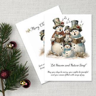 Snowman Family Carolers Christmas Greeting | 招待状