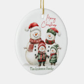 Snowman Family Christmas Ornament | Custom Name セラミックオーナメント (右)