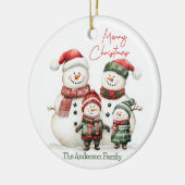 Snowman Family Christmas Ornament | Custom Name セラミックオーナメント (左)