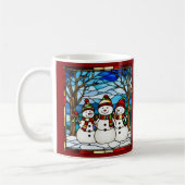 Snowman Family Faux Stained Glass コーヒーマグカップ (左)