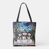 Snowman Family Faux Stained Glass トートバッグ (裏面)
