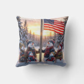 Snowman Family Gathering Around a Flagpole クッション (裏面)