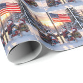 Snowman Family Gathering Around a Flagpole ラッピングペーパー (ロールコーナー)