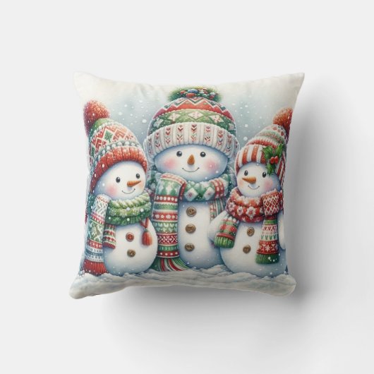 Snowman Family Throw Pillow クッション (裏面)