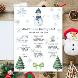 Snowman First Birthday Milestone Birthday ポスター