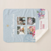 Snowman Four Photo Collage Christmas シェルパブランケット (正面(横))