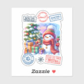 Snowman Gift Christmas Sticker シール (シート)