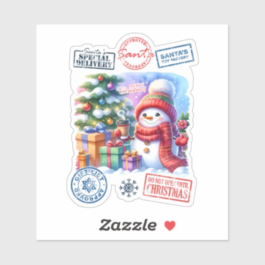 Snowman Gift Christmas Sticker シール (シート)
