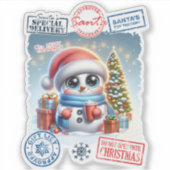 Snowman & Gifts Christmas Sticker シール (正面)