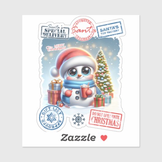 Snowman & Gifts Christmas Sticker シール (シート)