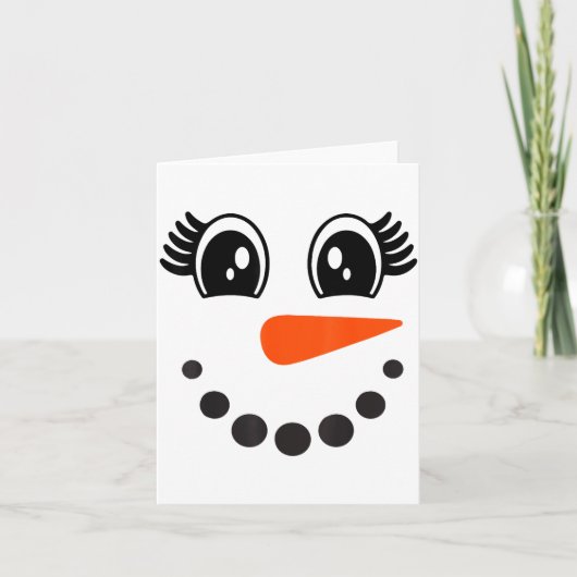 Snowman Girl Face For Girls Christmas Winter  カード (正面)